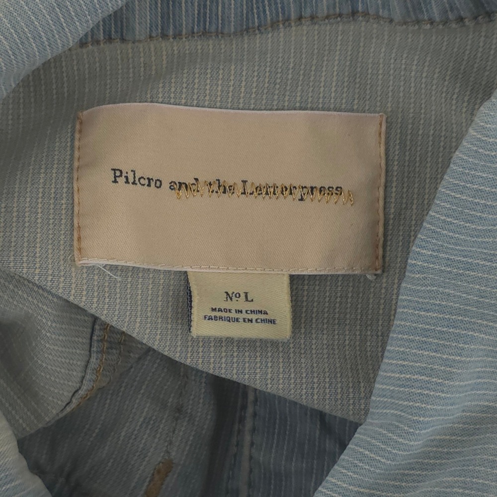 Pilcro Letterpress Button Jean Trucker Denim Jacket Womens L - Picture 11 of 12
